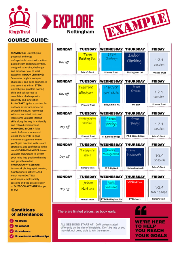 Explore March 2025 - Timetable Example