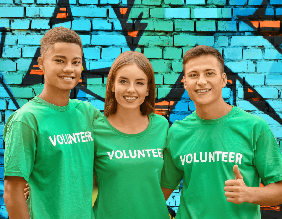 young volunteers smiling