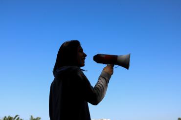 woman with megaphone