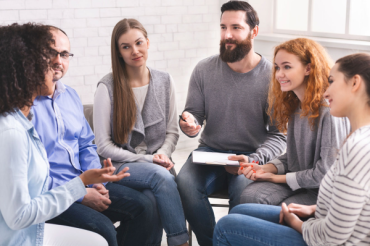 group of people talking