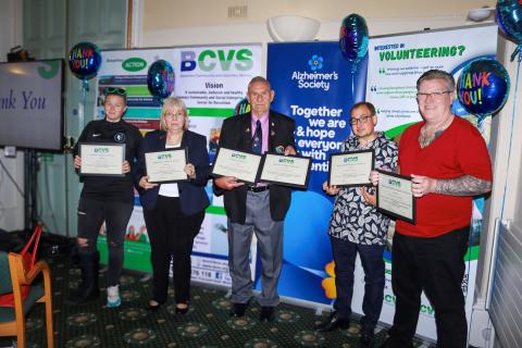 Group shot of winners at Bassetlaw Volunteer Awards